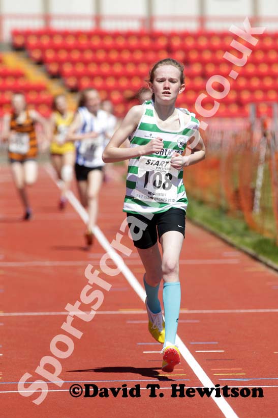 Rhian Purves (Gosforth) wins the under-13s 800 metres.